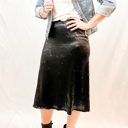 Medium Black Satin Crinkle Slip Skirt