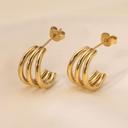 Gold Triple Hoop Earrings