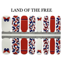 Land Of The Free Patriotic Nail Wraps  |  4th of July Non-Toxic Nail Polish Stickers, Decals, and Strips for DIY Manicures