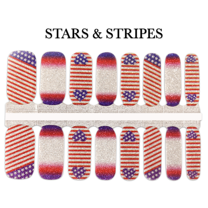 Patriotic Nail Wraps  |  4th of July Non-Toxic Nail Polish Stickers, Decals, and Strips for DIY Manicures