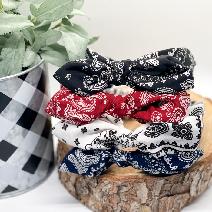 Bandana Headband with Knotted Bow - 4 Colors