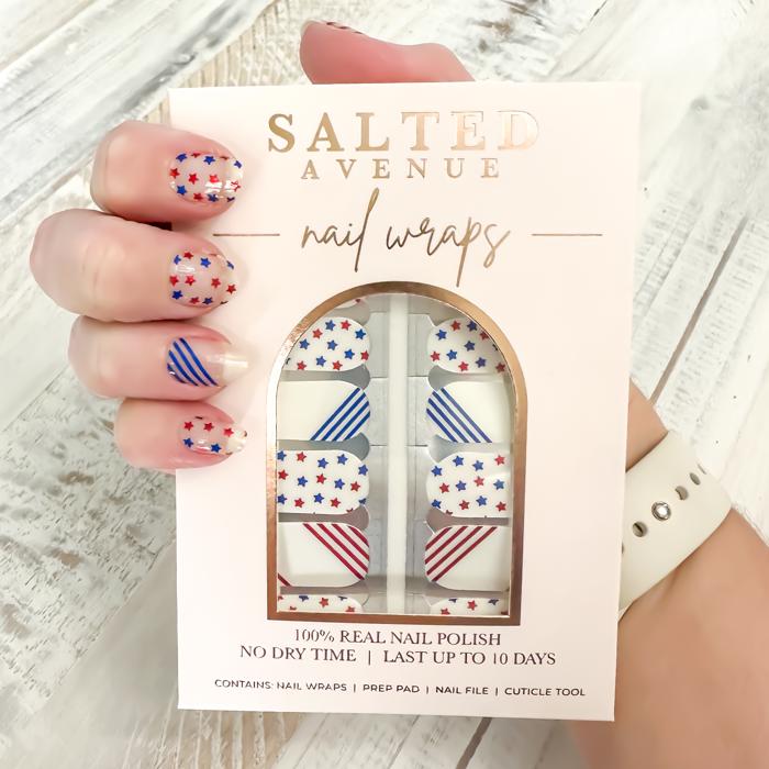 Patriotic Nail Wraps  |  4th of July Non-Toxic Nail Polish Stickers, Decals, and Strips for DIY Manicures