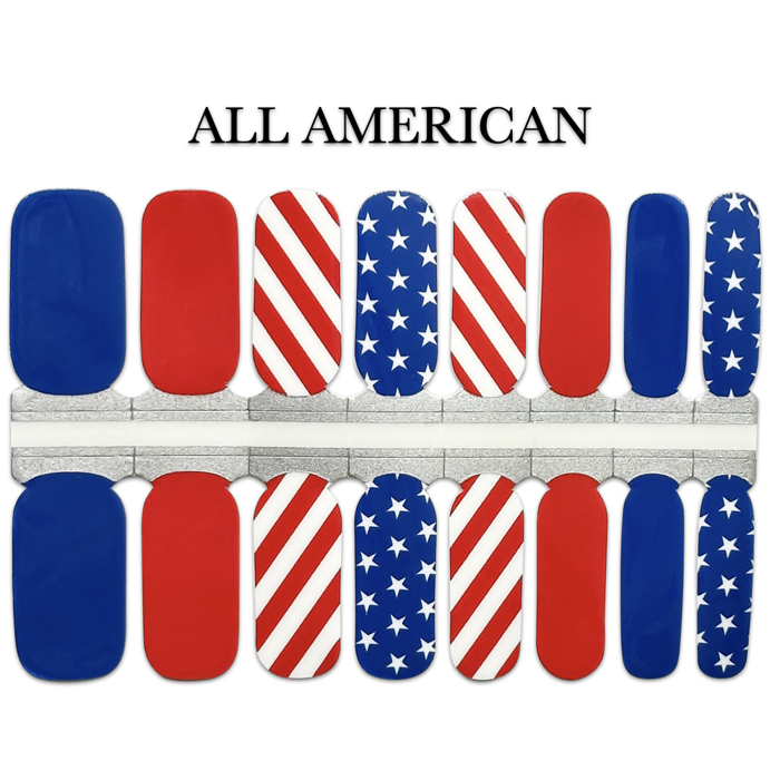 Patriotic Nail Wraps  |  4th of July Non-Toxic Nail Polish Stickers, Decals, and Strips for DIY Manicures