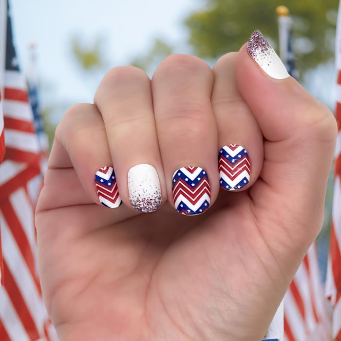 Patriotic Nail Wraps  |  4th of July Non-Toxic Nail Polish Stickers, Decals, and Strips for DIY Manicures