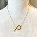 Gold P Large Initial Letter Necklace