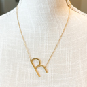 Gold R Large Initial Letter Necklace