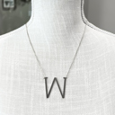 Silver W Large Initial Letter Necklace