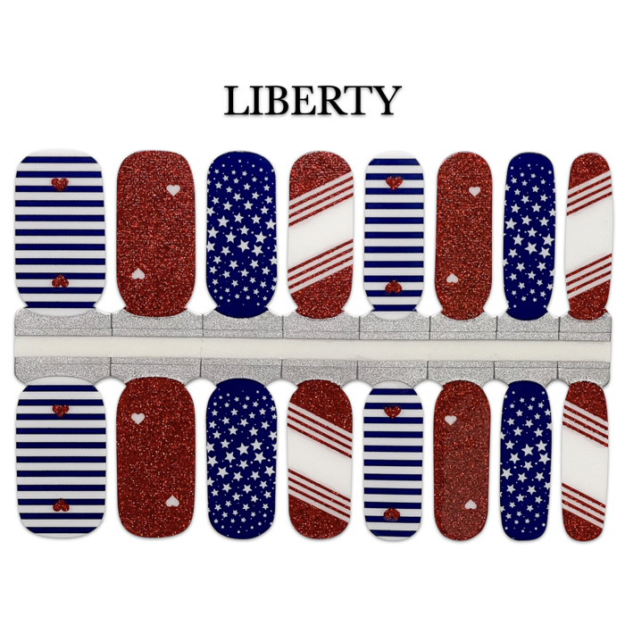 Patriotic Nail Wraps  |  4th of July Non-Toxic Nail Polish Stickers, Decals, and Strips for DIY Manicures