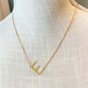 Gold E Mini Initial Letter Necklace