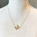 Gold M Mini Initial Letter Necklace