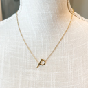 Gold P Mini Initial Letter Necklace