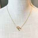 Gold R Mini Initial Letter Necklace