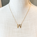 Gold W Mini Initial Letter Necklace