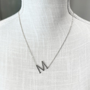 Silver M Mini Initial Letter Necklace