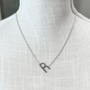 Silver R Mini Initial Letter Necklace