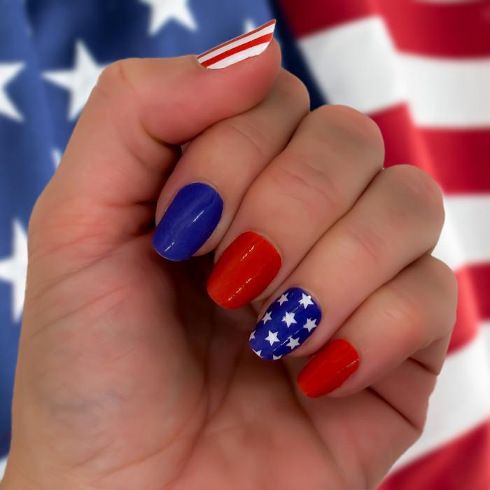 Patriotic Nail Wraps  |  4th of July Non-Toxic Nail Polish Stickers, Decals, and Strips for DIY Manicures