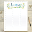  Large Floral Watercolor Birthday Calendar | 8.5"x11" | Perpetual Calendar | Free Shipping