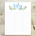  Large Floral Watercolor Birthday Calendar | 8.5"x11" | Perpetual Calendar | Free Shipping