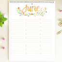  Large Floral Watercolor Birthday Calendar | 8.5"x11" | Perpetual Calendar | Free Shipping