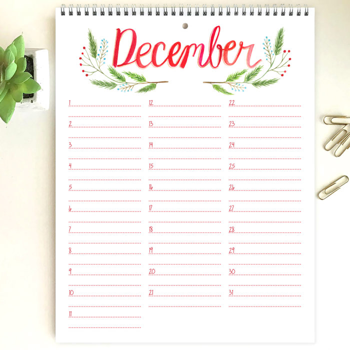 Large Floral Watercolor Birthday Calendar | 8.5"x11" | Perpetual Calendar | Free Shipping