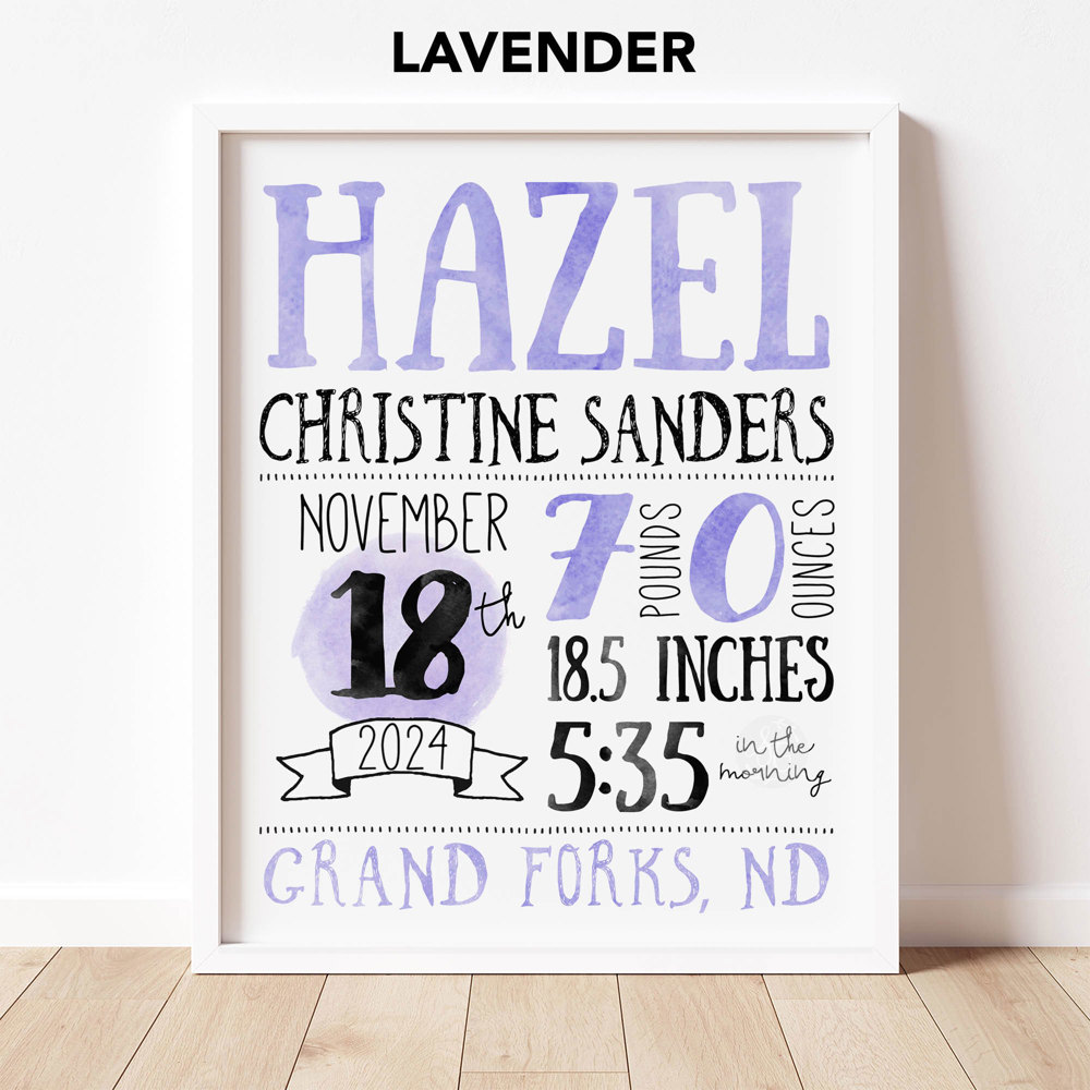 Birth Stats Art Print | 10 Colors