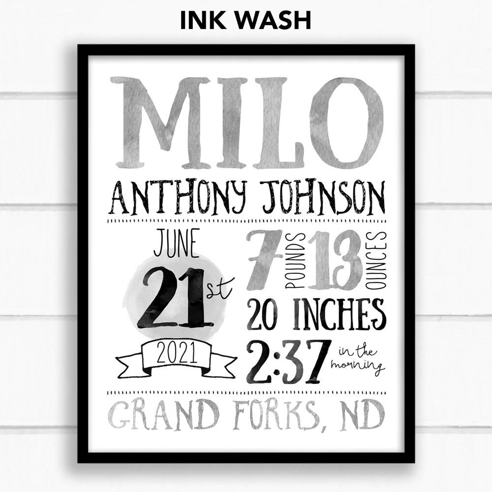 Birth Stats Art Print | 10 Colors