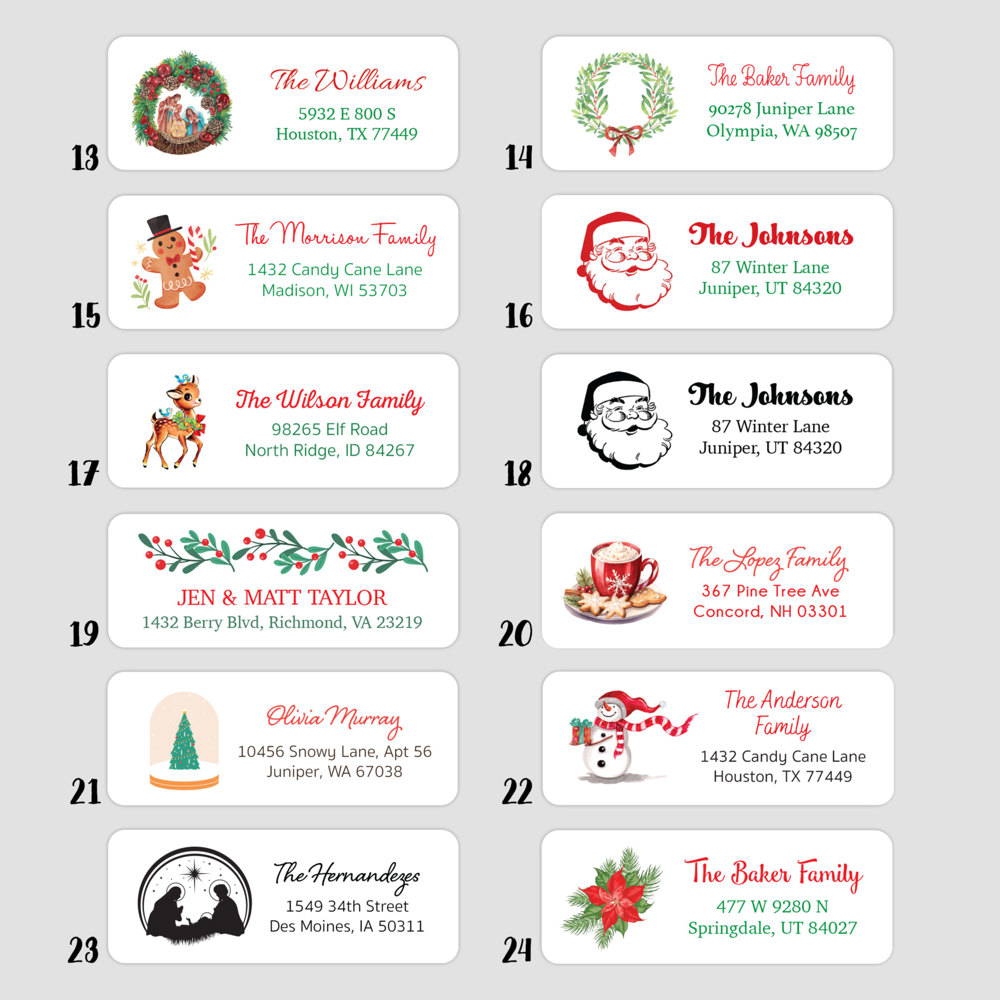 Personalized Christmas Address Labels | Set of 60