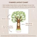 9 Names Personalized Family Tree Art Print | Christmas Gift for Grandparents | Free Shipping