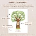 6 Names Personalized Family Tree Art Print | Christmas Gift for Grandparents | Free Shipping