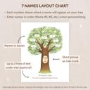 7 Names Personalized Family Tree Art Print | Christmas Gift for Grandparents | Free Shipping