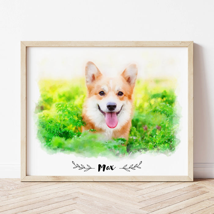 Digital Watercolor Pet Portrait | Art Print | Personalized Gift | 8x10| Free Shipping