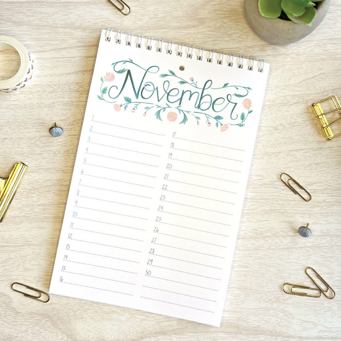 Watercolor Perpetual Calendar | Birth Month Flower Illustrations | Floral Birthday Calendar | Free Shipping