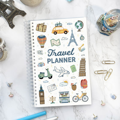 Travel Planner | Travel Journal | Vacation Planner, Hand-Drawn 21 Day Organizer | Free Shipping