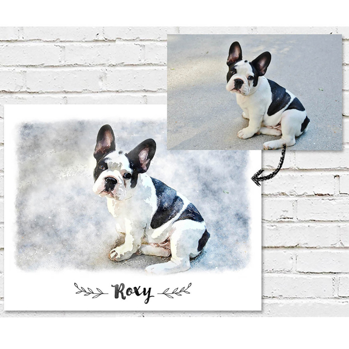 Digital Watercolor Pet Portrait | Art Print | Personalized Gift | Free Shipping