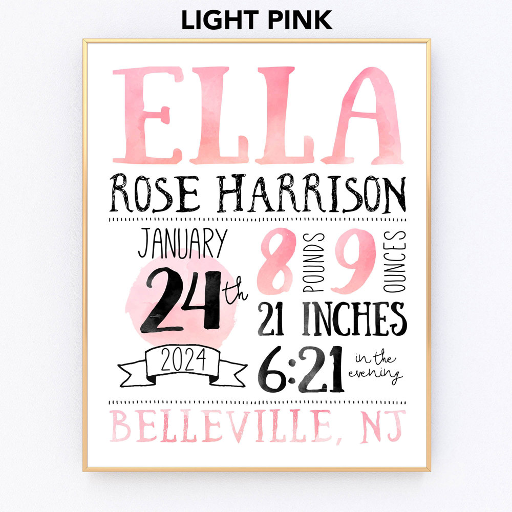 Birth Stats Art Print | 10 Colors