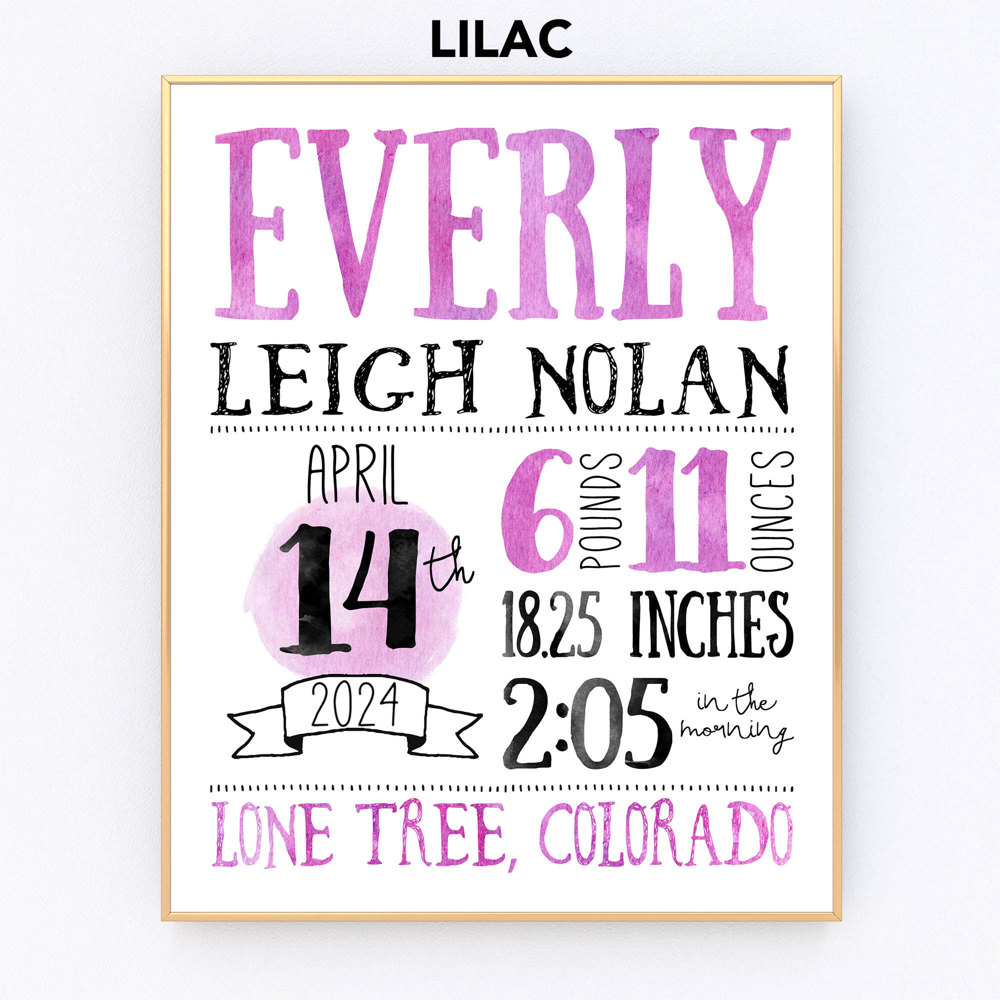 Birth Stats Art Print | 10 Colors