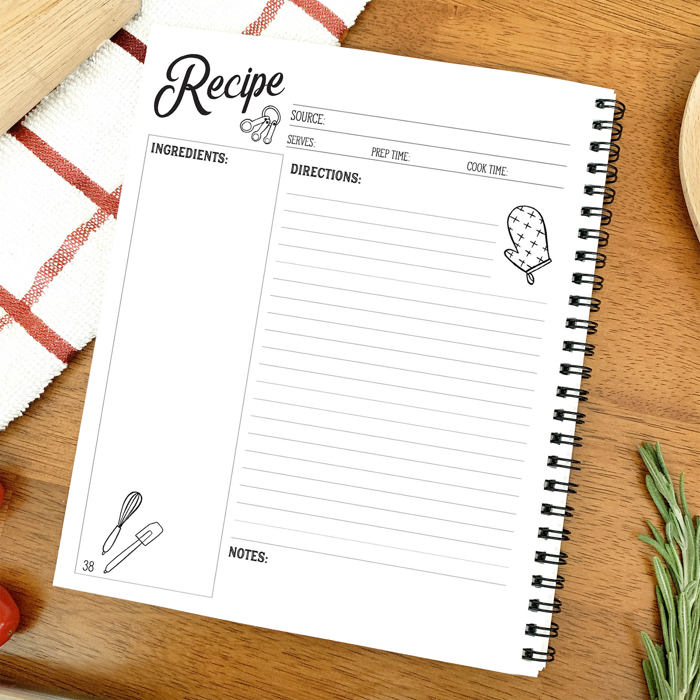 Recipe Journal | Watercolor Lemons Blank Cookbook | Recipe Notebook