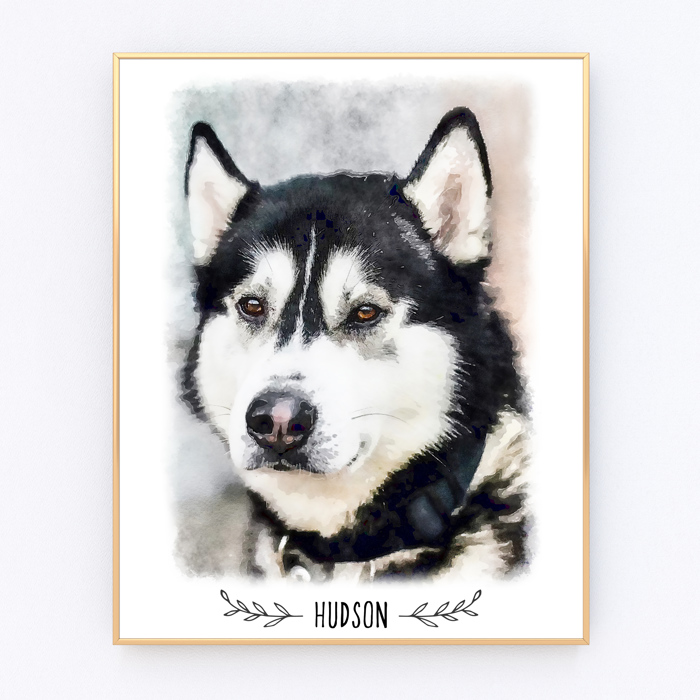 Digital Watercolor Pet Portrait | Art Print | Personalized Gift | Free Shipping