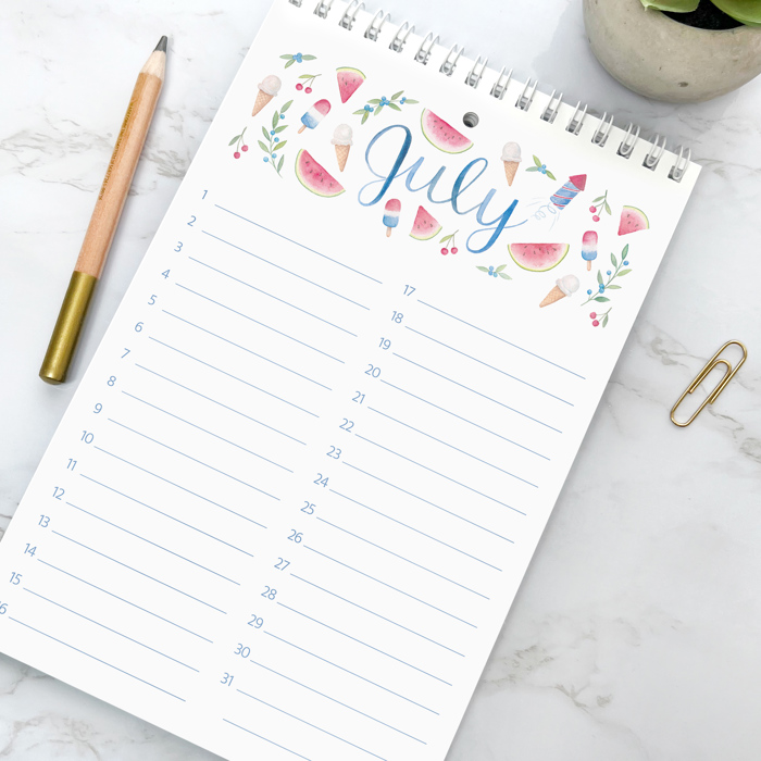 Watercolor Perpetual Calendar | Botanical Birthday Calendar | Hand Painted Illustrations  | Free Shipping