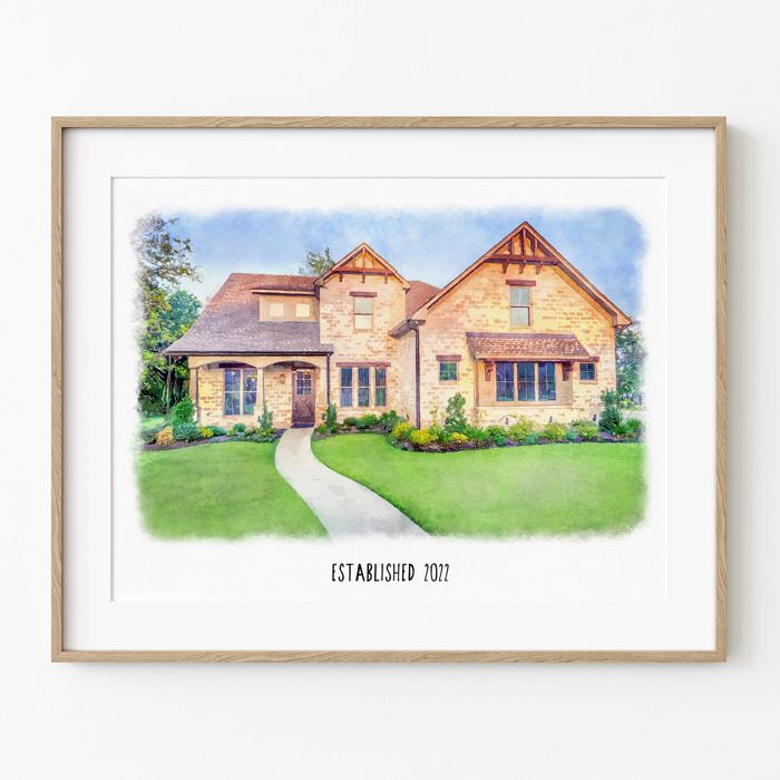 Digital Watercolor House Portrait | Art Print | Custom Home Portrait | Personalized Gift | Free Shipping