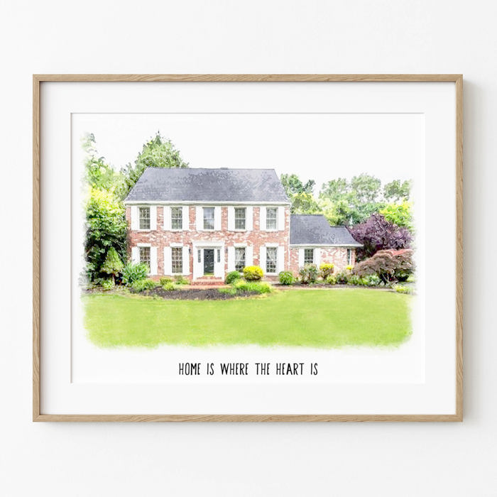 Digital Watercolor House Portrait | Art Print | Custom Home Portrait | Personalized Gift | Free Shipping