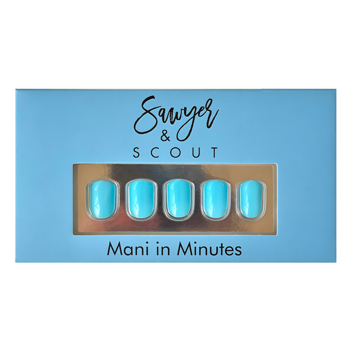 24 pcs A Dream Come Blue Press On Nails Short Square