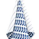  Navy Leaf Waffle Hand Towel