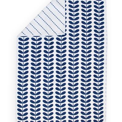 Navy Leaf Waffle Hand Towel