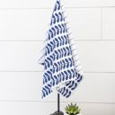  Navy Leaf Waffle Hand Towel