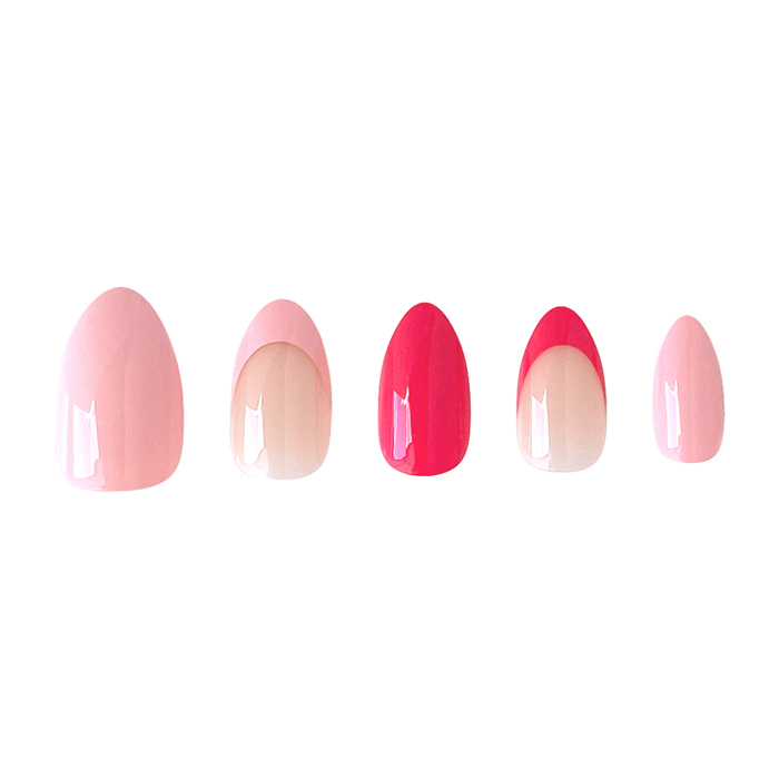 24 pcs Tickled Pink Press On Nails med oval