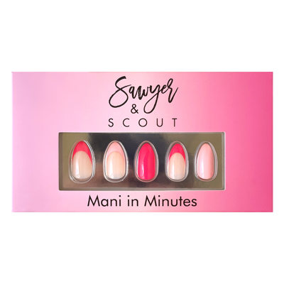 24 pcs Tickled Pink Press On Nails med oval