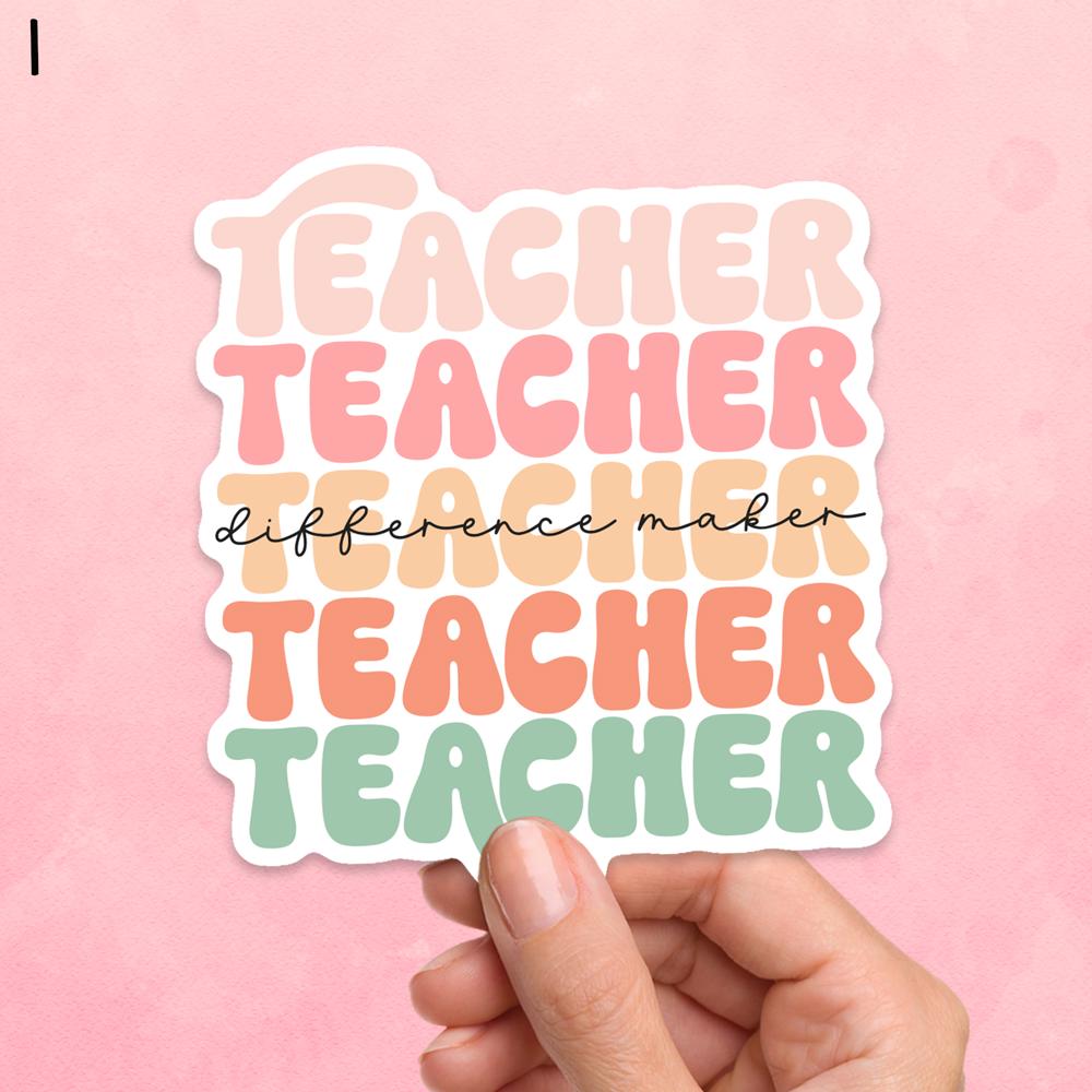 Assorted Teacher Laptop Vinyl Stickers