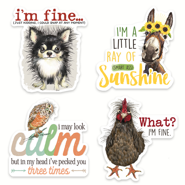 Animals Sarcastic Sticker Pack  (Set of 4)