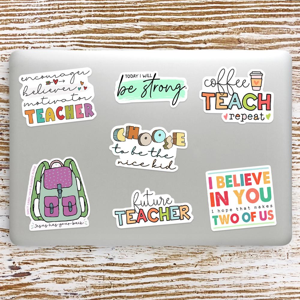 Assorted Teacher Laptop Vinyl Stickers